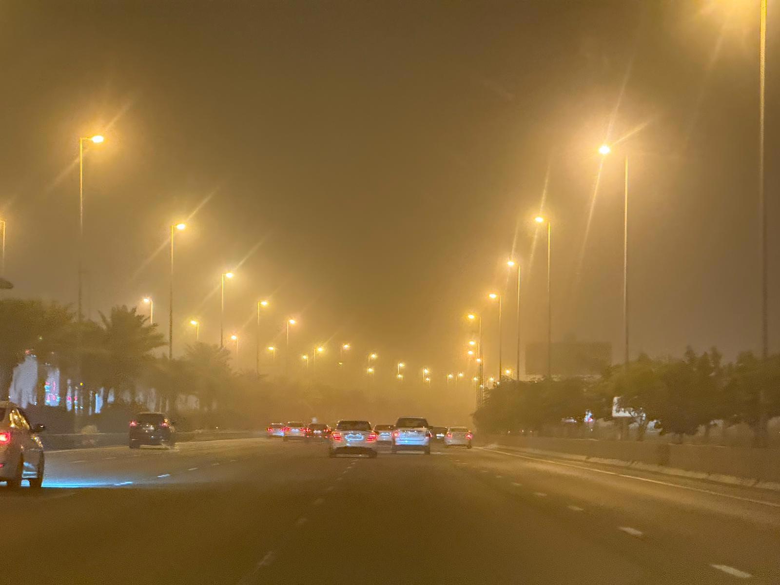 بالصور.. أجواء مغبرة تقلل الرؤية الأفقية ودرجة الحرارة تسجل 19 درجة مئوية #الأيام 