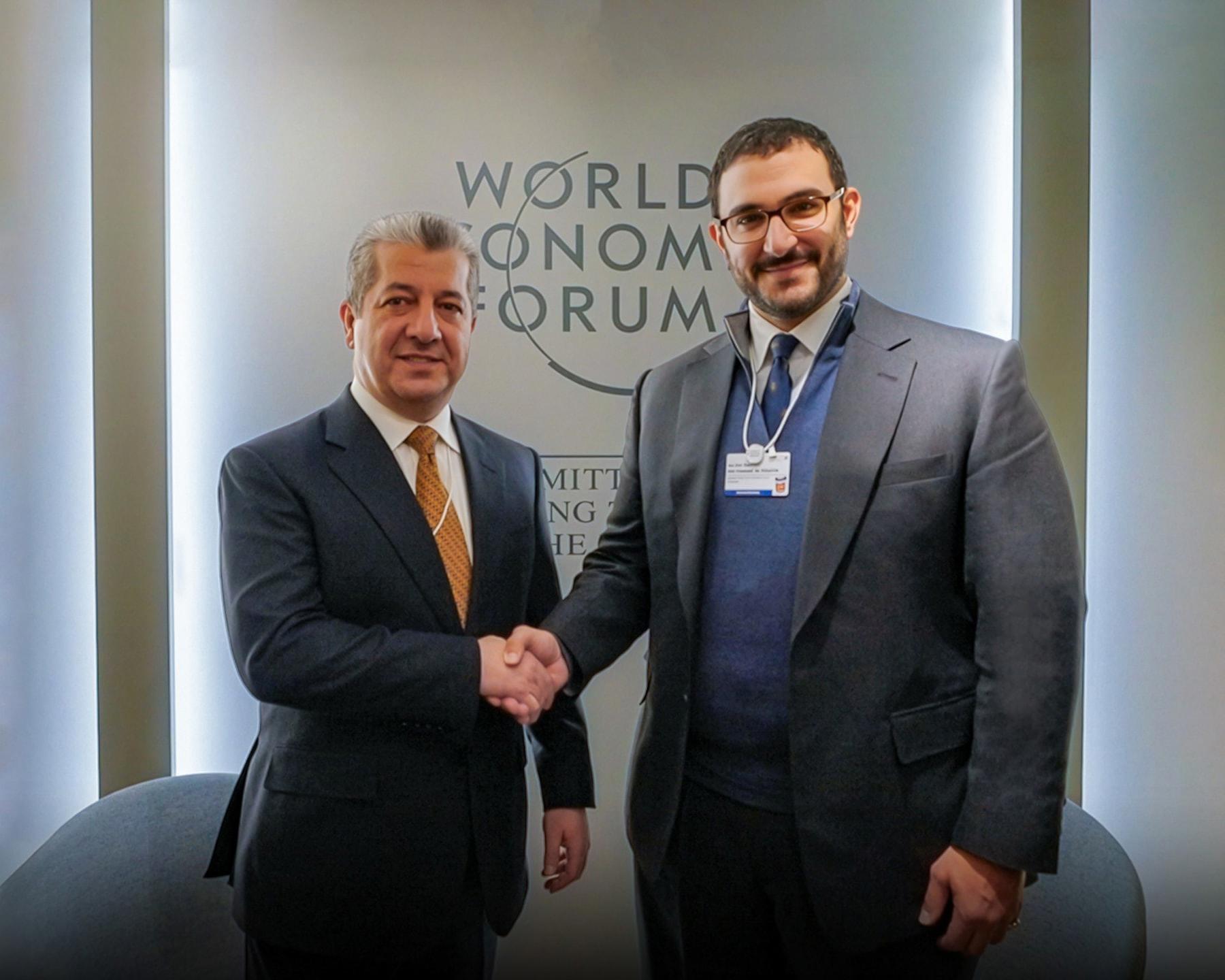 سمو الشيخ عيسى بن سلمان يلتقي رئيس وزراء إقليم كردستان العراق في المنتدى الاقتصادي العالمي بدافوس 
